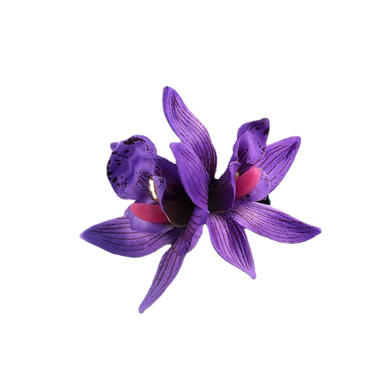 Ny Dobbelt Simulering Cymbidium Blomsterkantklemme Forårsferie Hårtilbehør Boheme Strand Hårklemme_voghion.com