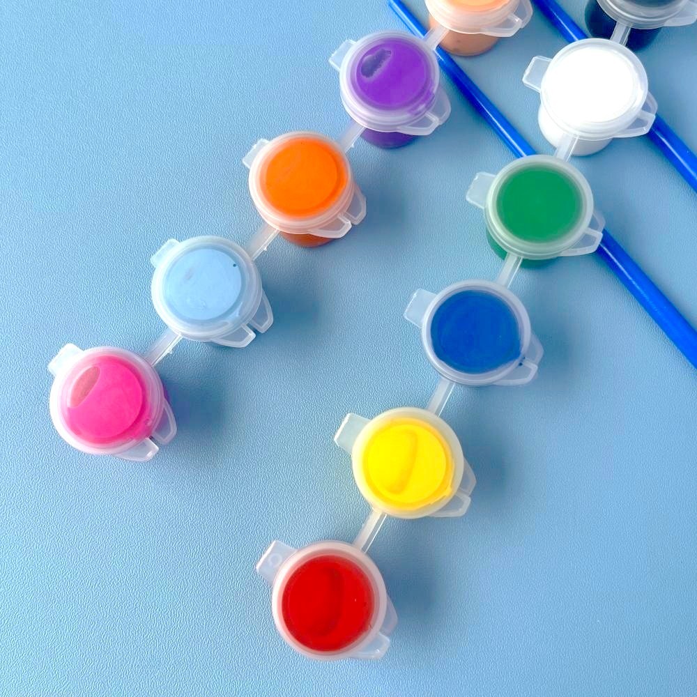 Acrylic 6 conjoined paint strip wholesale 12 color kindergarten DIY painted graffiti plaster doll painting paint stall