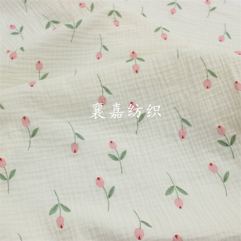 Double-layer Cotton Gauze Crepe Small Floral Fabric Baby Clothing Home Clothing Bedding Fabric