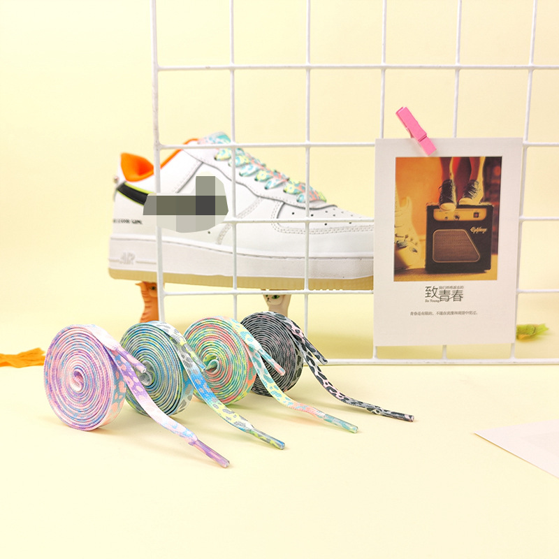 Shoelaces Wholesale Color Leopard Print Tie-Dye Distinctive Shoelaces Unisex with AJ1AF1 Air Force One Canvas Shoes
