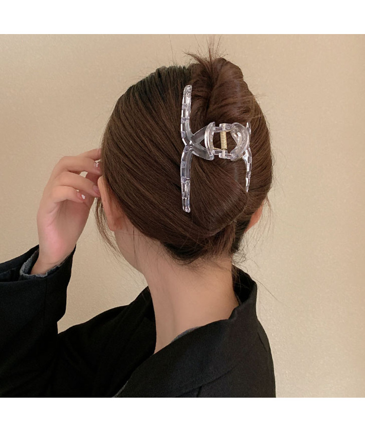 Unisex Simple white transparent hair clip female back of head plastic hair clip shark clip_voghion.com