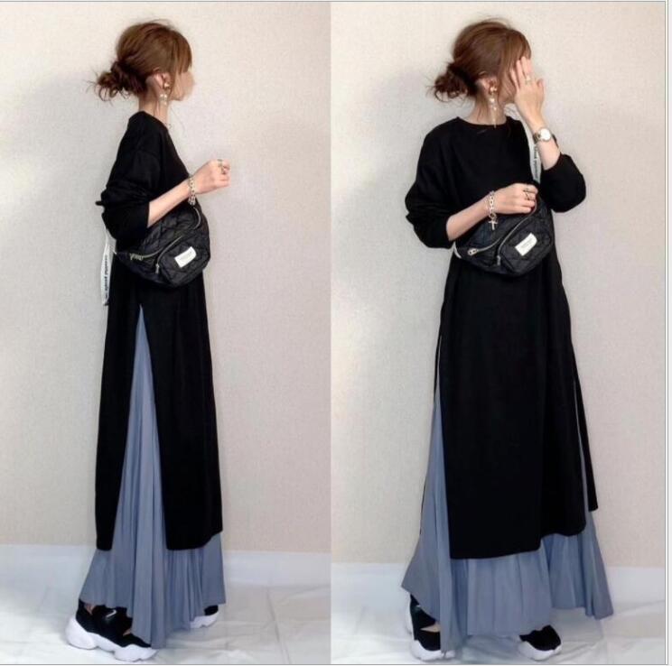 6-color spot cross-border hot selling suit 2022 autumn and winter New long top + skirt two-piece set skirt