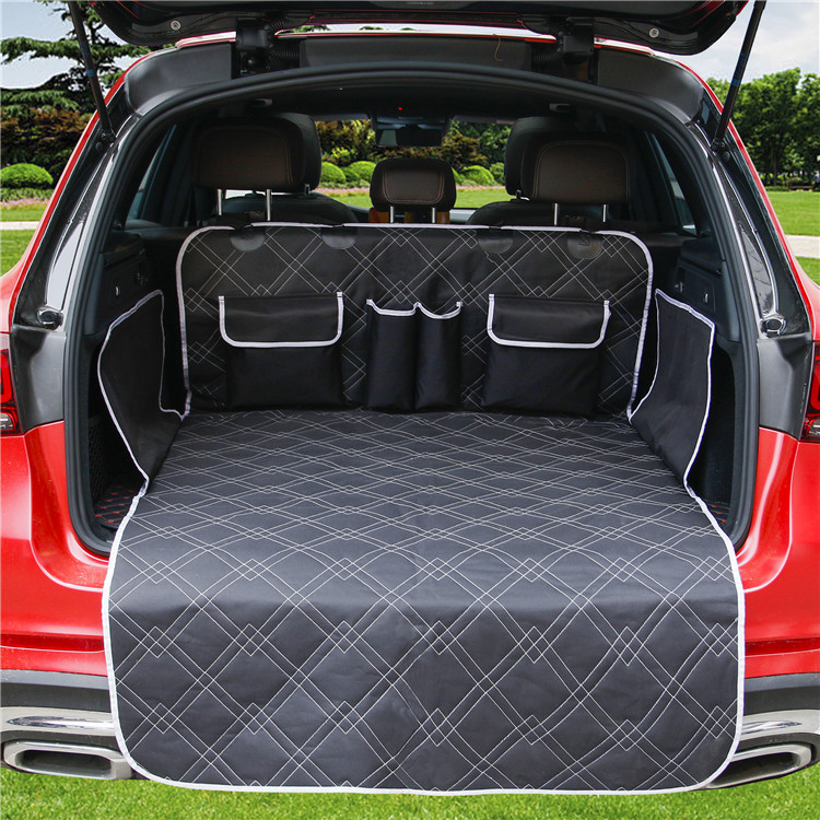 All Over the Sky New Cross-Border Amazon Plaid Quilted Cotton Rear Box Mat Storage Pocket Dog Anti-Dirty Mat Trunk Mat