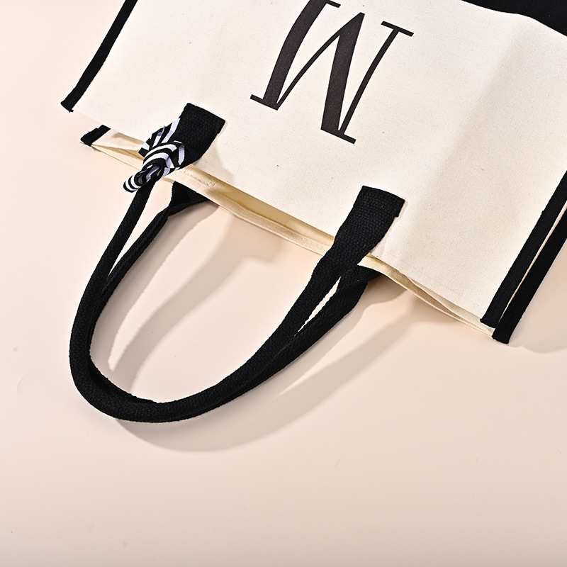 Cross-border exclusive coated canvas bag custom fashion advertising portable shopping bag custom large Amazon tote bag