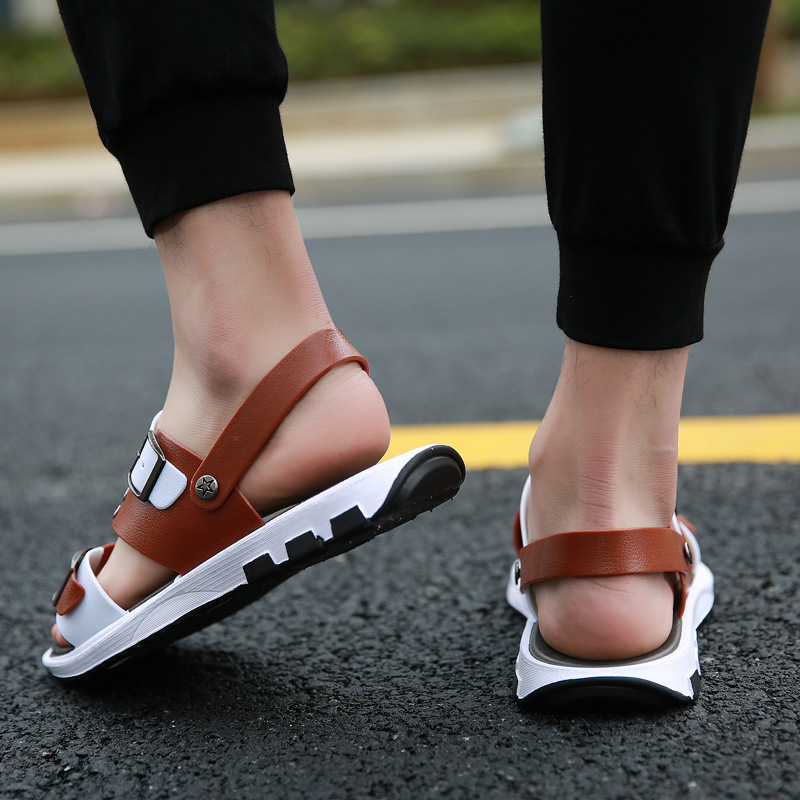 Summer Fashion Men's Sandals Breathable Korean Fashionable Casual Beach Shoes Breathable Flat Dual-purpose Slippers Student Sandals