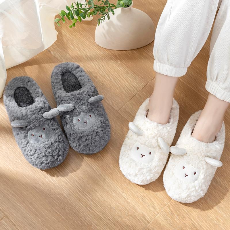 Cotton slippers women's cute autumn and winter home non-slip home Mao Mao warm couple cartoon slippers men's winter wholesale