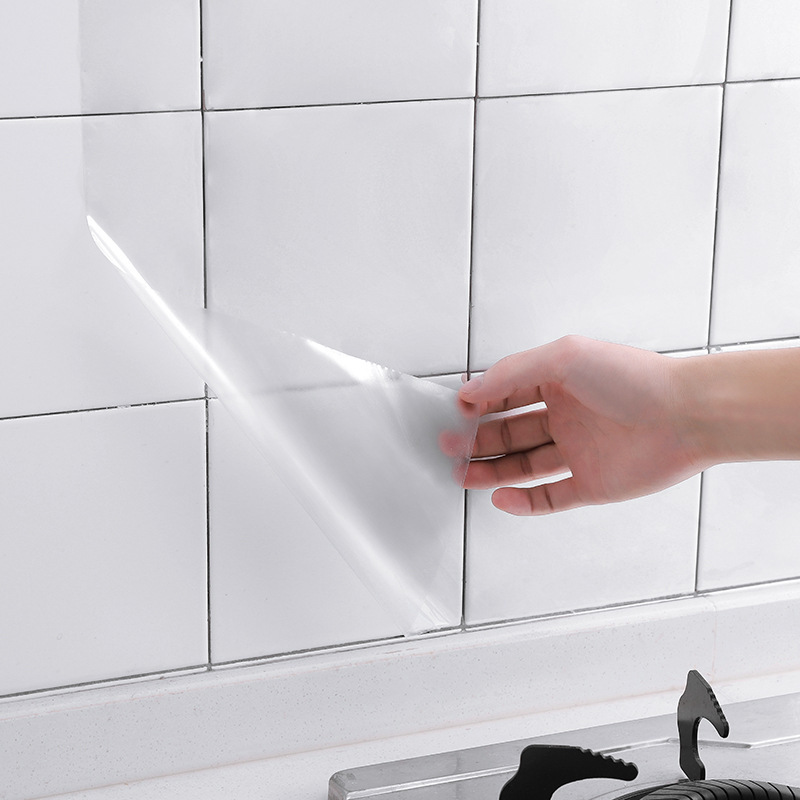 Transparent kitchen oil-resistant stickers high temperature resistant tiles wall stickers stove waterproof oil-resistant self-adhesive range hood cabinet wallpaper
