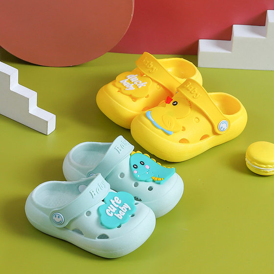 Children's Slippers Summer Indoor Non-slip Soft Bottom Slippers Children's Cave Shoes Baotou Baby Slippers for Boys and Girls