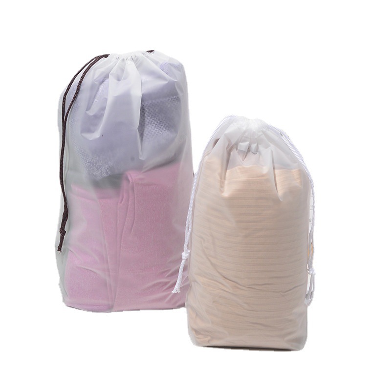 pe frosted translucent drawstring pocket clothing socks packaging bag transparent plastic storage bag wholesale bag