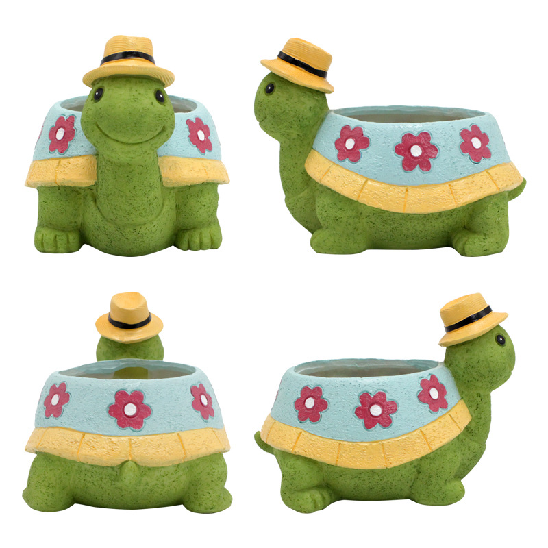 Cartoon succulent flower pot suit combination cute small creative art flower pot home decoration turtle small flower pot decoration