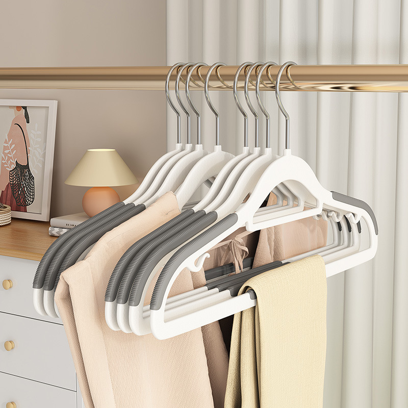 Household Hanger Seamless Clothes Hanging Non-slip Clothes Rack Anti-shoulder Corner Plastic Double-position Hanger Wet and Dry Clothes Support