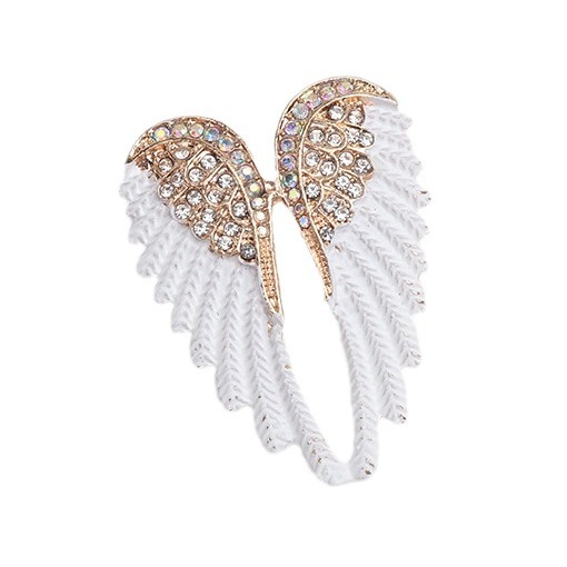 European and American new oil dripping diamond angel wings brooch corsage White trendy fashion clothing accessories pin