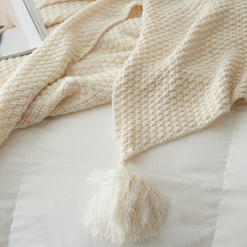New Nordic Style Tassel Knitted Blanket Office Air Conditioning Lunch Break Blanket Wool Cover Blanket Sofa Casual Blanket Blanket