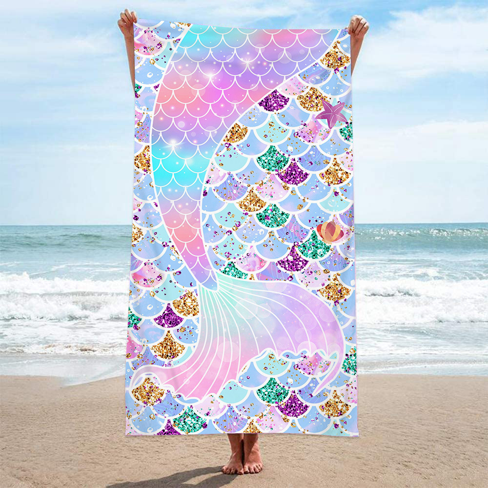 Beach towel bath towel wholesale microfiber towel rectangular beach mat digital printing bath towel shawl to figure