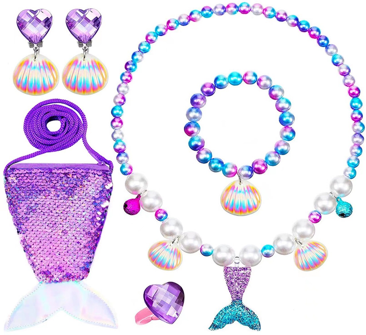 Factory spot Amazon cross-border children's role-playing stage performance clothing accessories mermaid necklace set