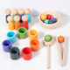 Children's Early Education Montessori Wooden Seven-color Ball and Cup Color Classification Cognitive Matching Pair-clip Bead Educational Toys