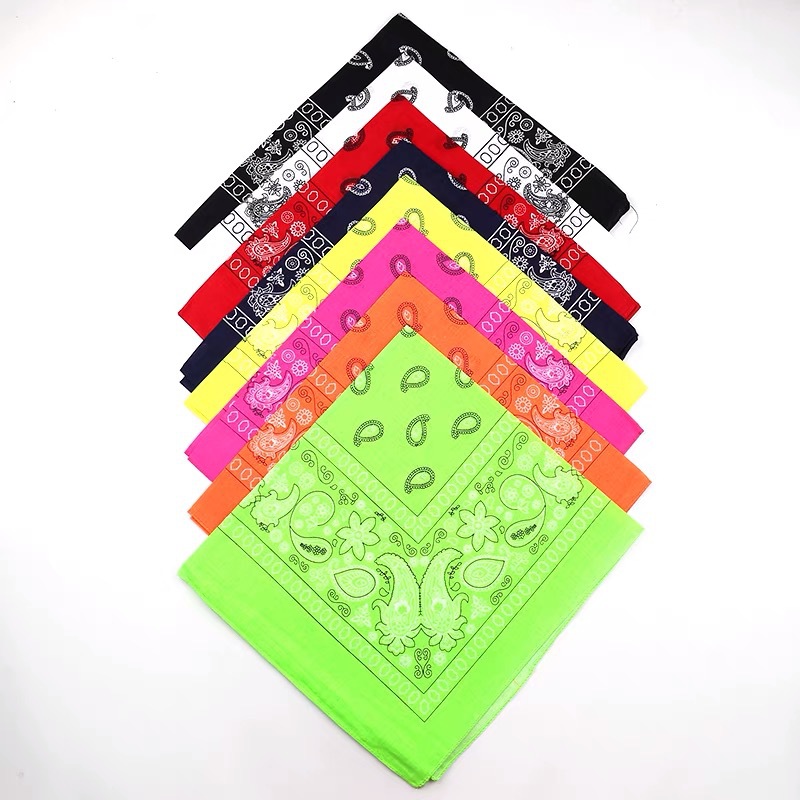 In stock wholesale sports outdoor accessories riding headscarf Paisley cashew flower hip hop Hip Hop Hip Hop polyester small square scarf