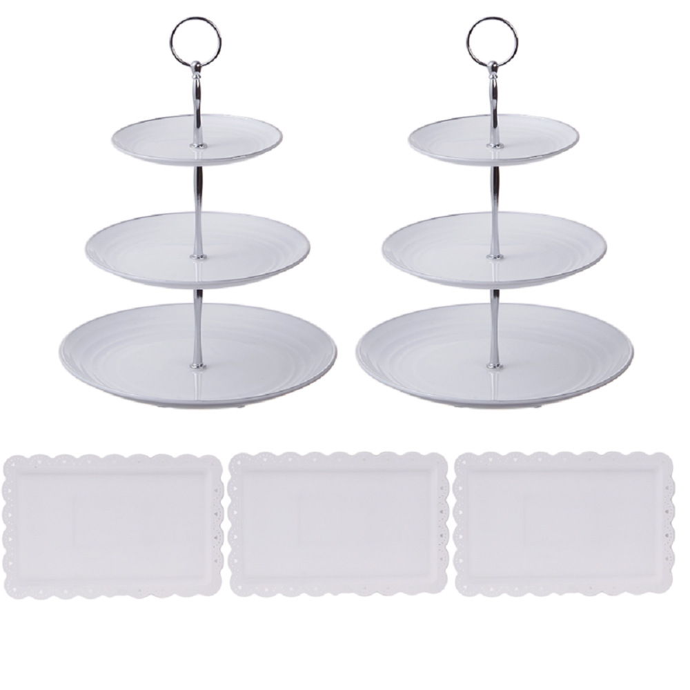 European-style 3-layer Ring Thickened Gold Rod Fruit Plate Afternoon Tea Snack Tray Display Rack Dessert Table Cake Rack Pendulum