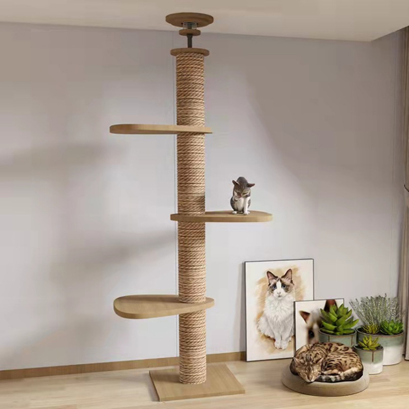 Tongtianzhu cat climbing rack cat toy cat scratching board wholesale source factory solid wood bold solid indomitable cat column