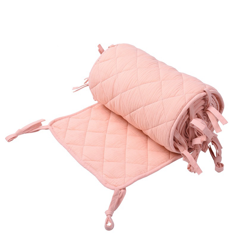ins fresh double-layer crepe baby bed circumference solid color bumper strip block cloth soft bag children's bed fence mat