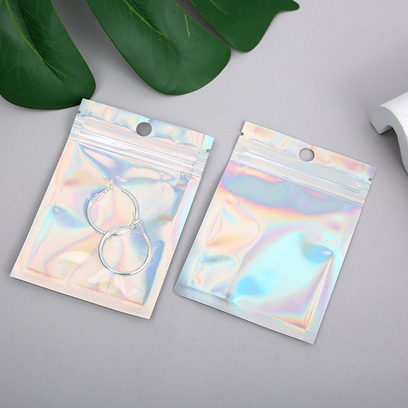 Laser color self-sealing bag jewelry cosmetic packaging Bag Magic color plastic sealed bag nail art packaging bag wholesale