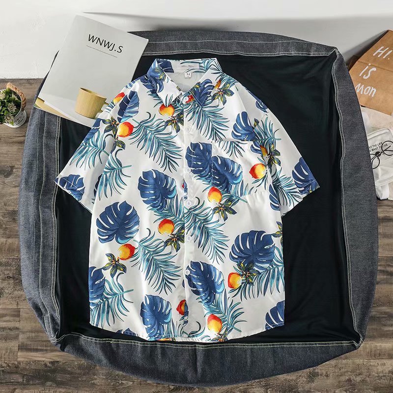 Shirt Men's Summer Short-sleeved Lapel Fashionable Handsome Casual Loose Half-sleeved Shirt Printed Men's Clothes
