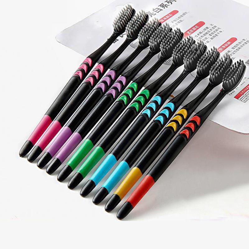 10 Pack soft bristle toothbrush small moon bamboo charcoal hair ultra-fine Super Soft adult student toothbrush family affordable wholesale