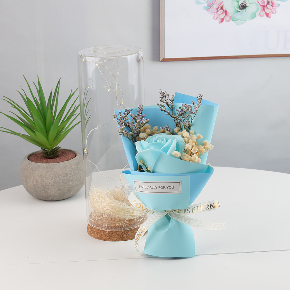 Mother's Day Gifts Sunflower Carnation Glass Wishing Bottle Dried Flower Gestle Rose Bouquet Valentine's Day Gifts