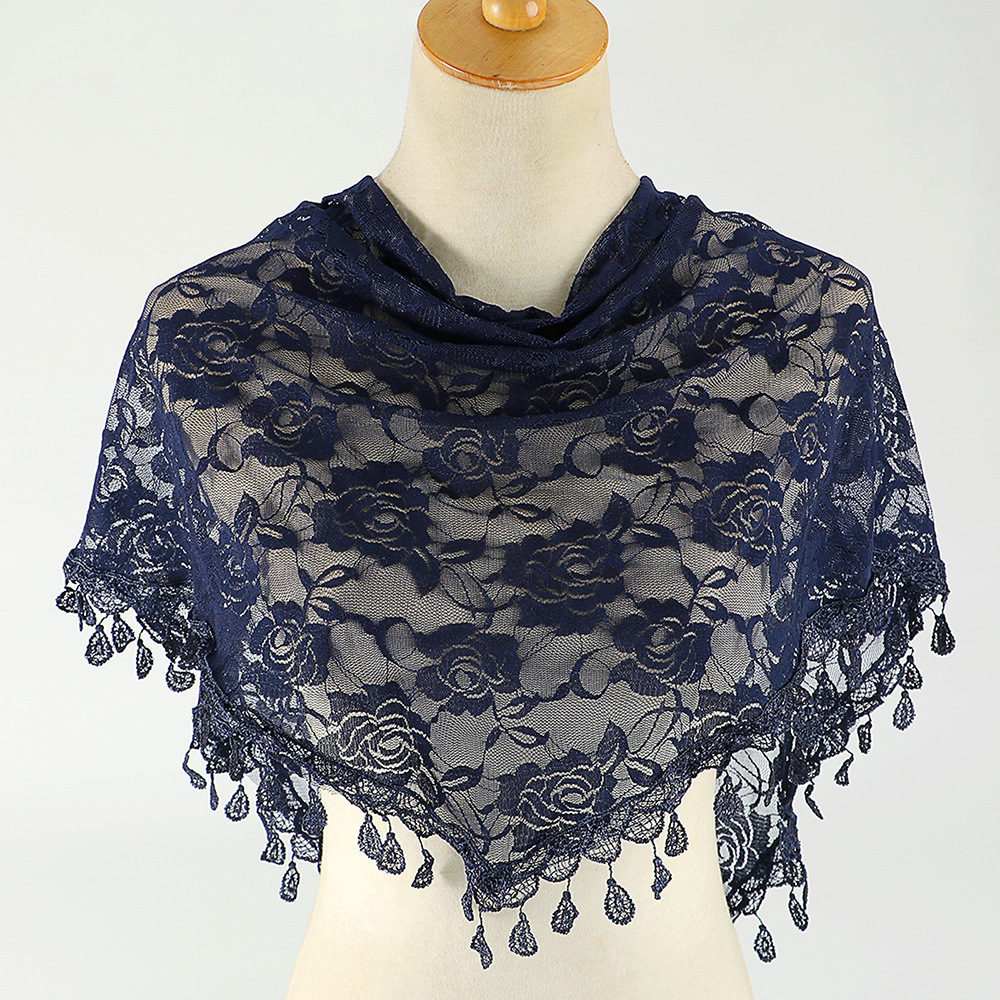 Hot Sale Lace Triangle Towel Hollow Korean Triangle Scarf Women's Foreign Trade Hot Sale Summer Sunscreen Decorative Head Yarn