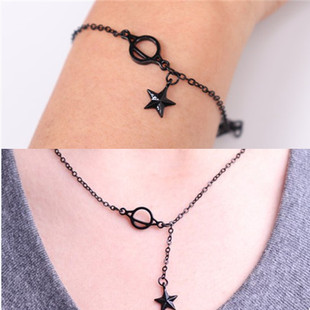 C197 Saturn Bracelet Women's Black Star Girlfriend Simple Niche Design Necklace Cold Wind Planet Student Bracelet