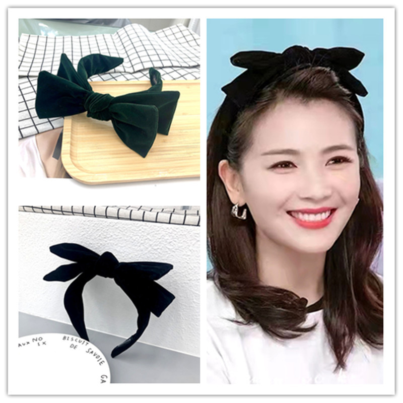 Autumn and Winter New Flannelette Big Bow Headband Star Liu Tao Same Style Hair Accessories Wide-brim Non-slip Headband Women's Press Hair