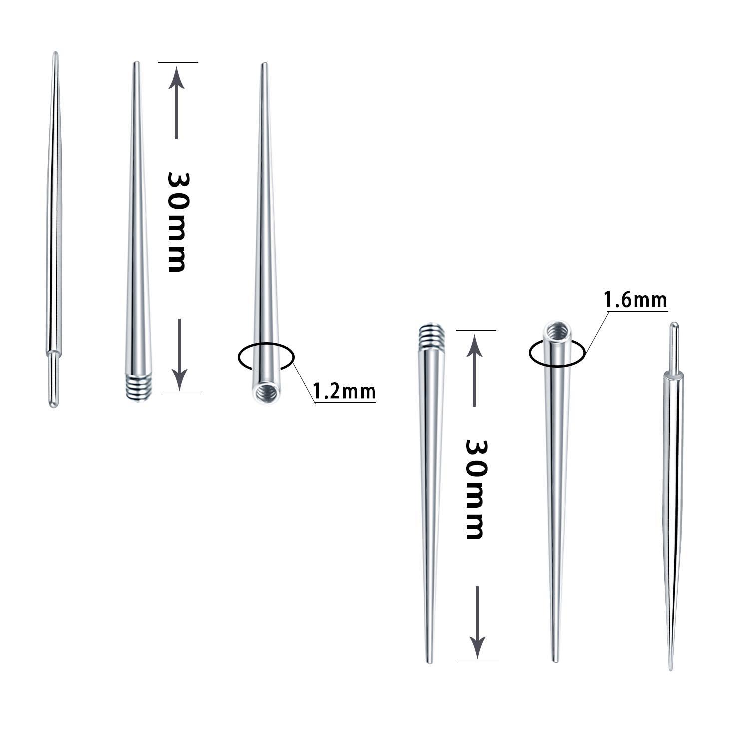 Stainless steel perforated auxiliary guide rod internal and external threaded rod puncture tattoo belly button nail lip nail guide rod to avoid scratches