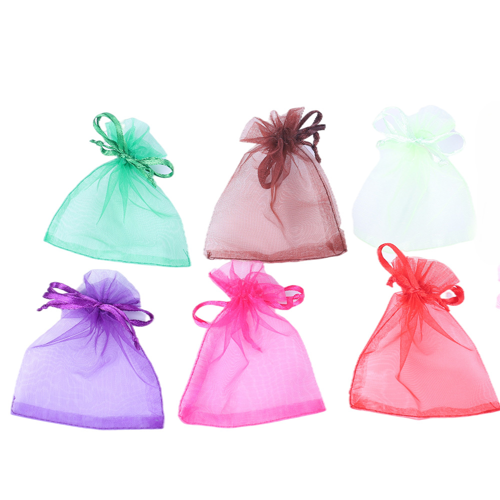 in stock wholesale plain organza bag drawstring girdle gift bag jewelry candy packaging bag transparent mesh bag