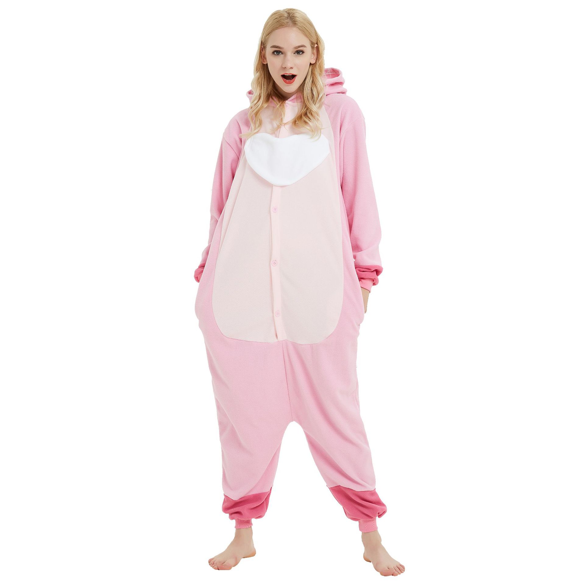 Halloween Fleece Cartoon Animal Sleepsuit Blue Pink Pudding Stitch Couples Home Costume Performance Costume