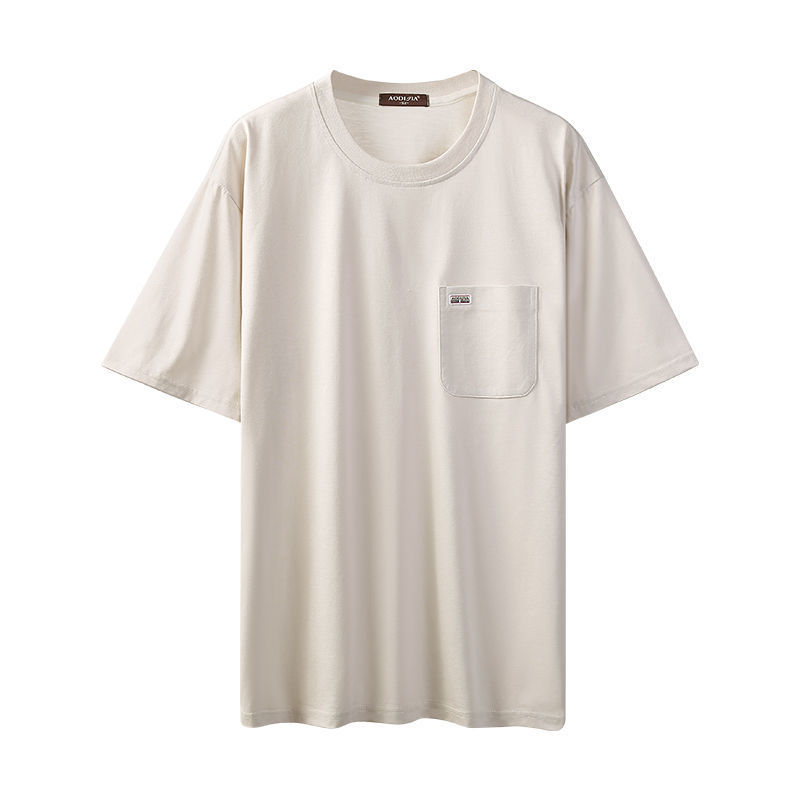 [Factory Spot] Middle-aged Dad's Cotton Round Neck Summer Short Sleeve Loose Thin Men's Casual Top