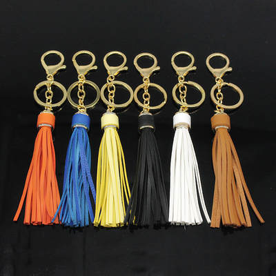 Korean style fashion same background color closed toe Leather Tassel Keychain DIY jewelry hanging ear bracelet bracelet accessories