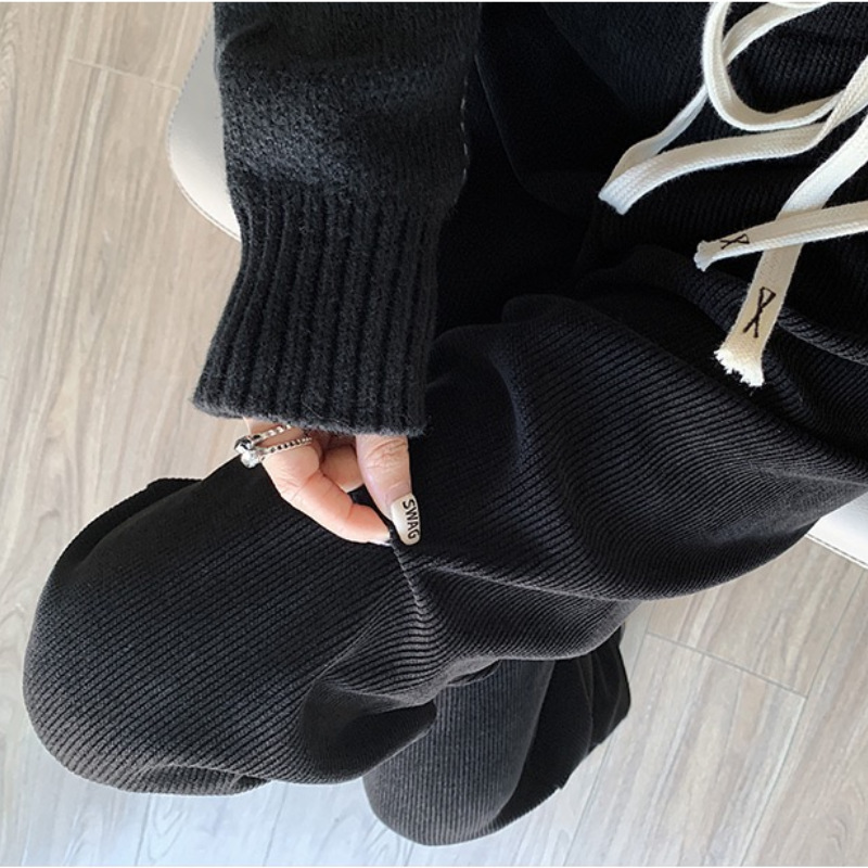 European Cotton Velvet Wide-leg Pants Women's Draped Spring and Autumn 2023 New Casual High Waist Draped Straight Corduroy Floor Pants