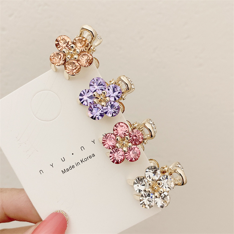 Small Bangs Grab Clip 2022 New Crystal Flower Side Hairpin Korean Internet Celebrity Mini Elegant Grab Hair Accessories_voghion.com
