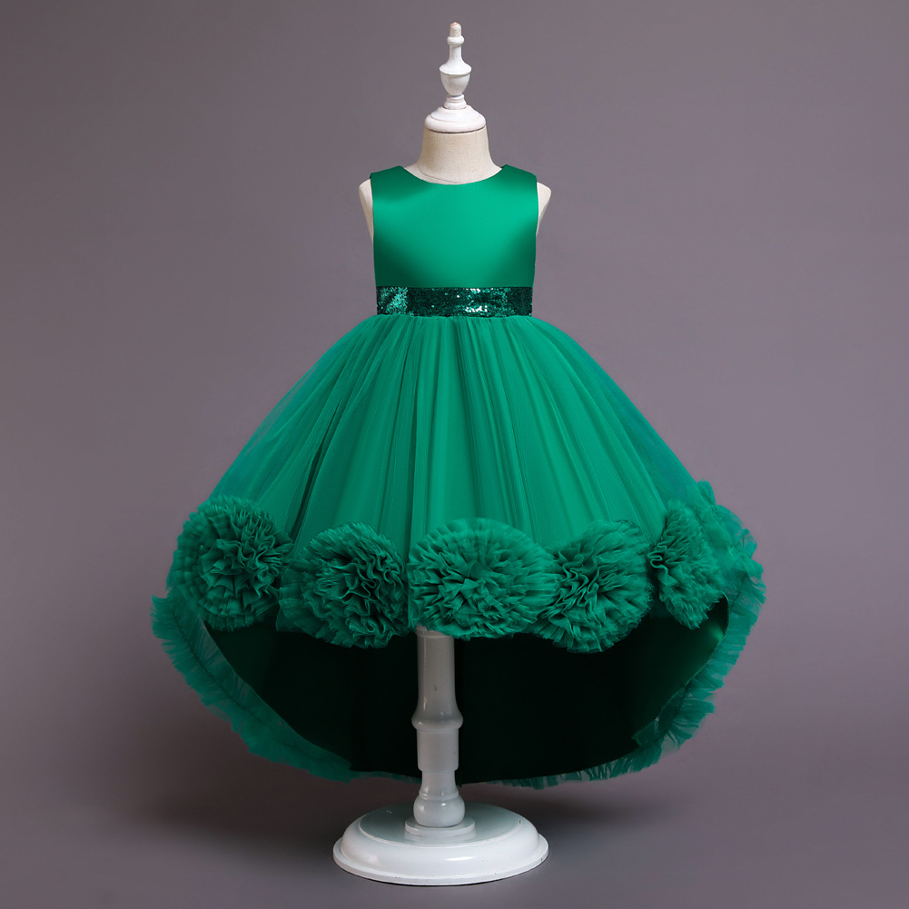 European and American Children's Dress Princess Dress Mesh Flower Tutu Dress Sleeveless Tail Piano Performance dress New
