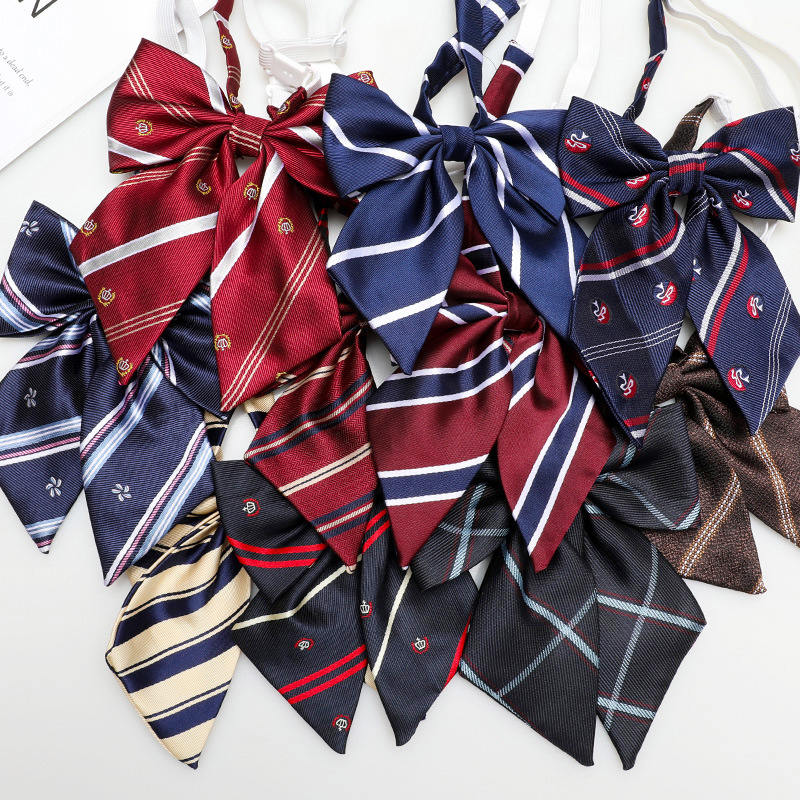 jk Uniform Bow Tie Female Solid Color Feather Root Japanese Style Bevel Boxer Student Collar Flower Bow Sailor Suit Small Collar Flower