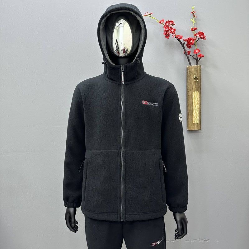 [9819] export to Norway single hooded fleece-lined thickened men's coat jacket cold-proof warm double-sided polar fleece