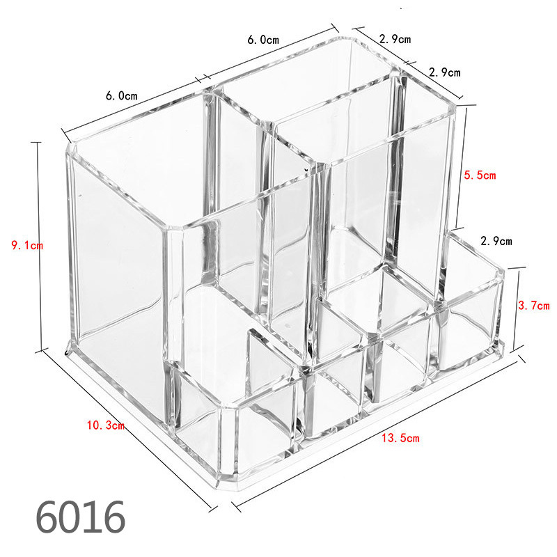 跨境透明亚克力化妆刷桶7格简约口红收纳盒梳妆台桌面眉笔粉刷筒