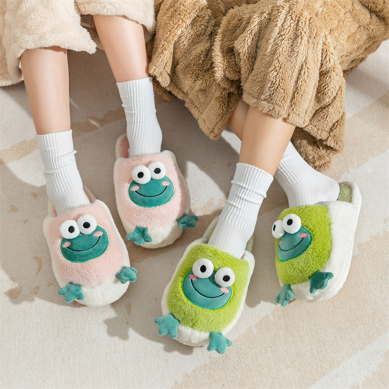 Autumn and winter New cartoon frog cotton slippers non-slip wholesale couples thick bottom indoor household warm slippers women