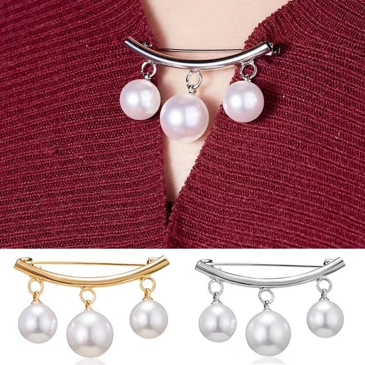 Cross-border anti-light pearl brooch highlight pearl pin silk towel buckle pin brooch fixed waist artifact