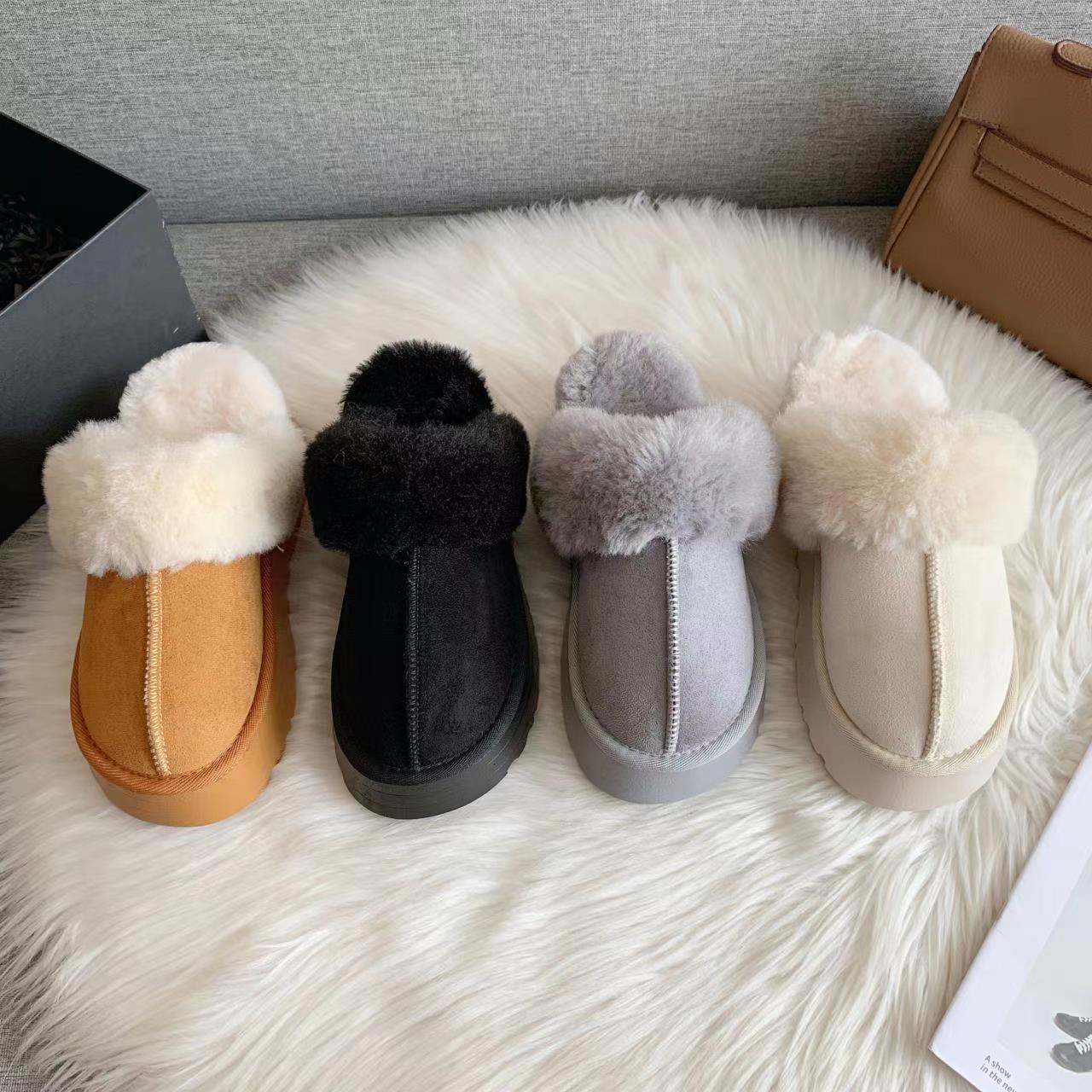 Baotou Mao Mao slippers women's outer wear 2022 new fur one thick-soled household shoes non-slip flat cotton-padded shoes_voghion.com