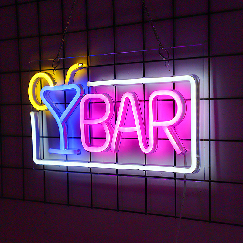 Трансграничный Новый светодиодный щит неоновый бокал для вина BAR письмо моделирование лампа настенная BAR декоративная лампа прямые поставки с фабрики