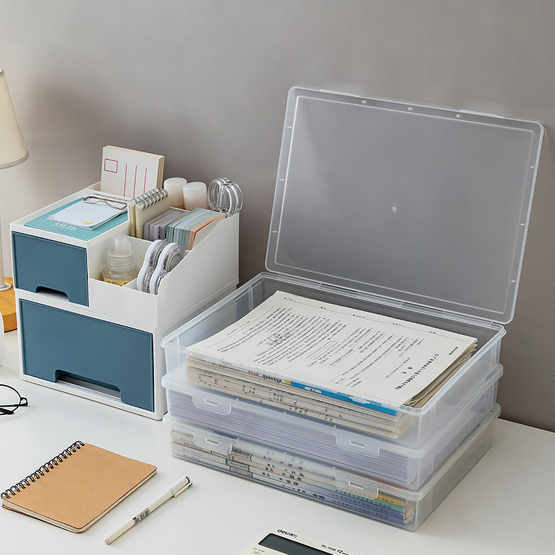 Benabang head stationery storage box pencil book storage box can be stacked vertically transparent visual organizing box