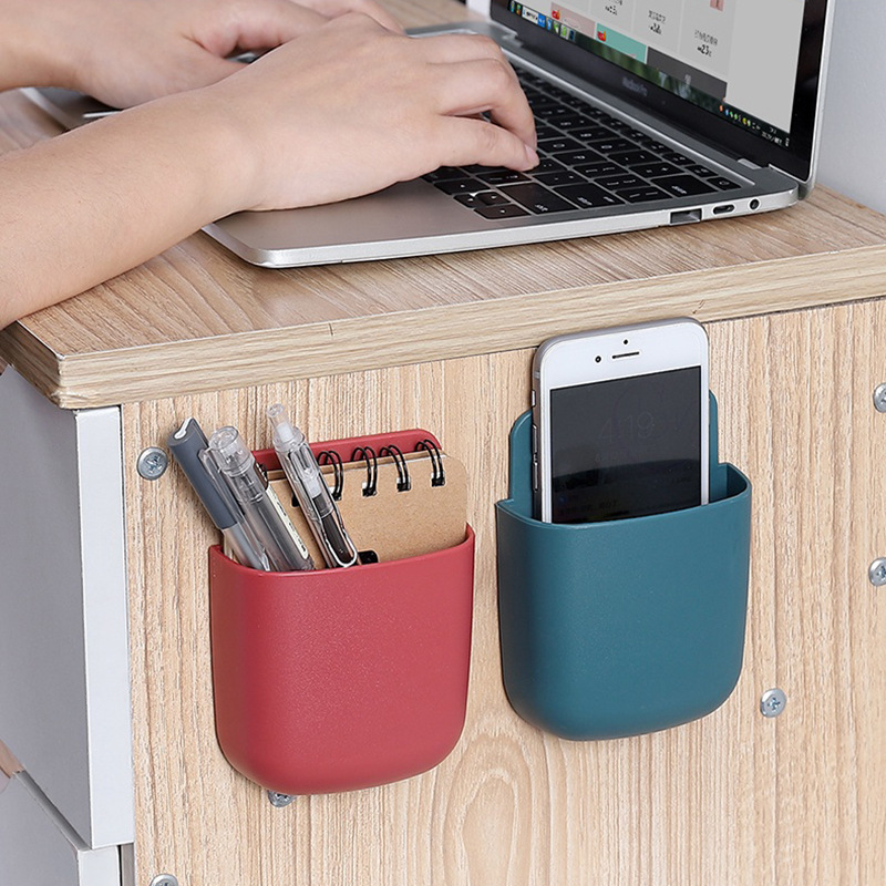 Air Conditioning TV Remote Control Storage Box Wall Rack Items Storage Rack Hole-Free Internet Celebrant Bedside Mobile Phone