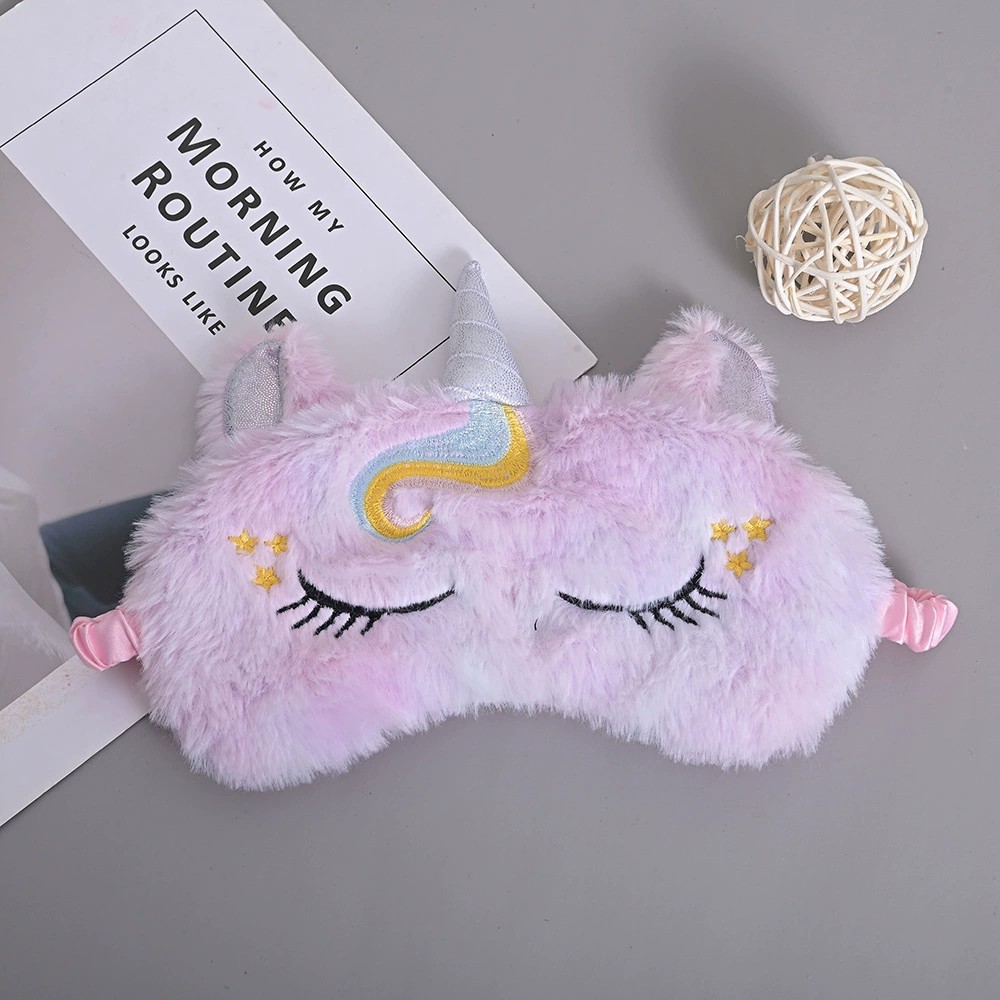 2022 new Unicorn eye mask colorful plush shading eye mask girl cute travel Selling cute eye mask