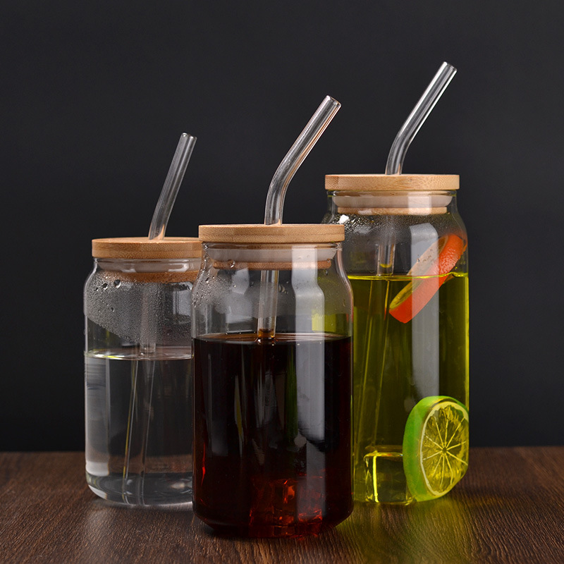 Amazon borosilicate glass milk tea coffee coke cup subnet red high temperature resistant glass cup with lid straw